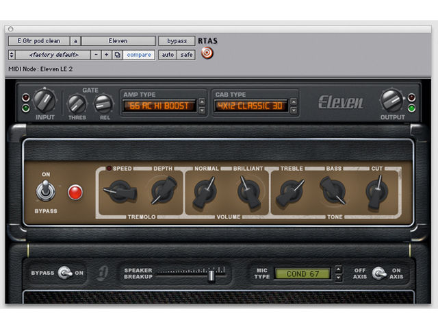 Eleven's interface mimics that of a hardware amp.